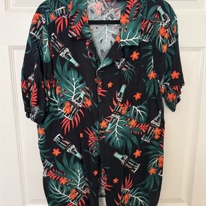Coca-Cola Tropical Black Button-Up Shirt